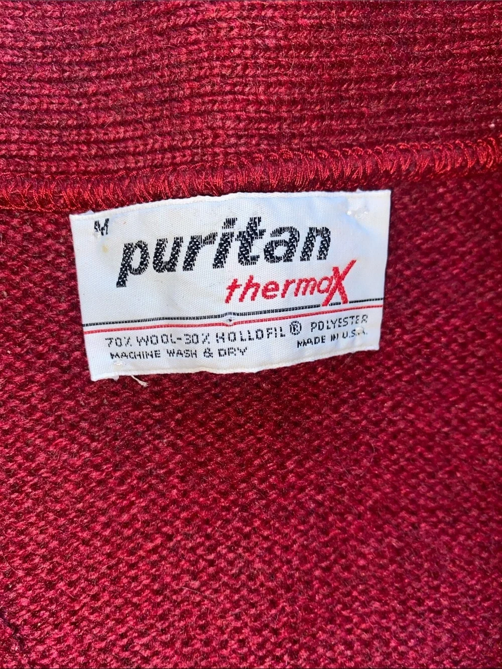 Vintage Puritan Deep Burgundy Wool Button Cardigan